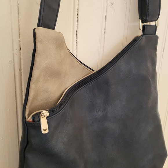 Espe Vegan Leather Messenger Bag Crossbody Hibiscus artsy - Picture 4 of 15